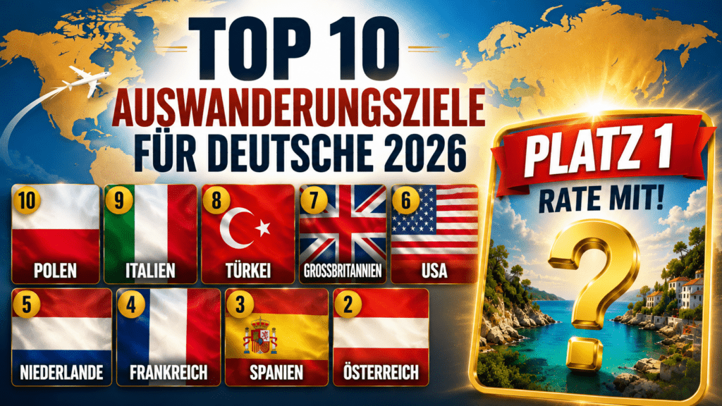 Rangliste der Top 10 Auswanderungsziele für Deutsche 2026