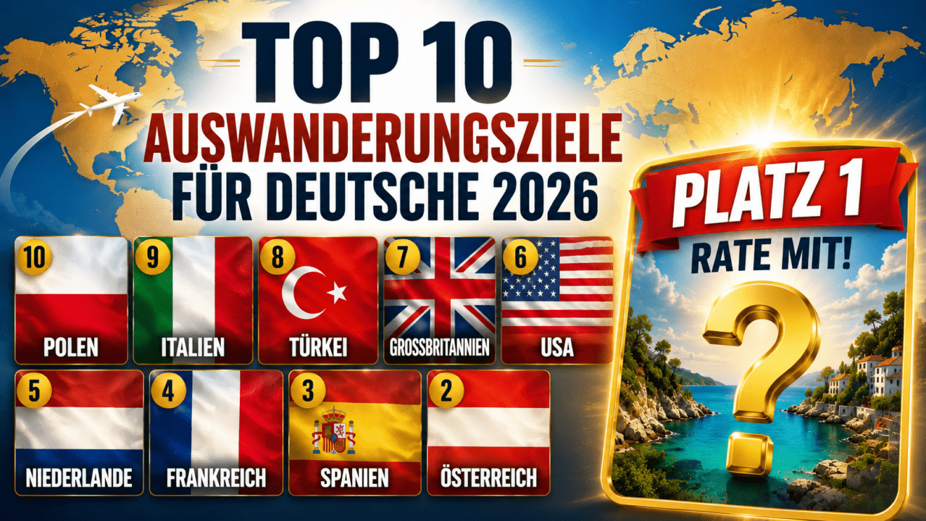 Rangliste der Top 10 Auswanderungsziele für Deutsche 2026