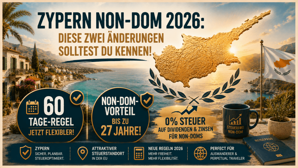 Zypern Non-Dom Status 2026 – Steuerreform und 60-Tage-Regel im Überblick