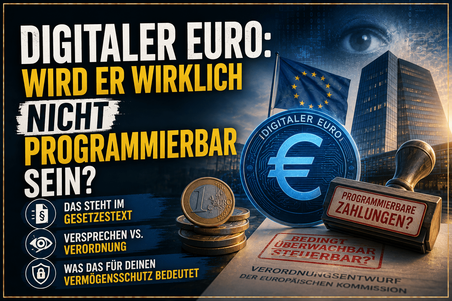 Digitaler Euro und EZB-Gebäude – Symbolbild zur EU-Verordnung über programmierbare Zahlungen